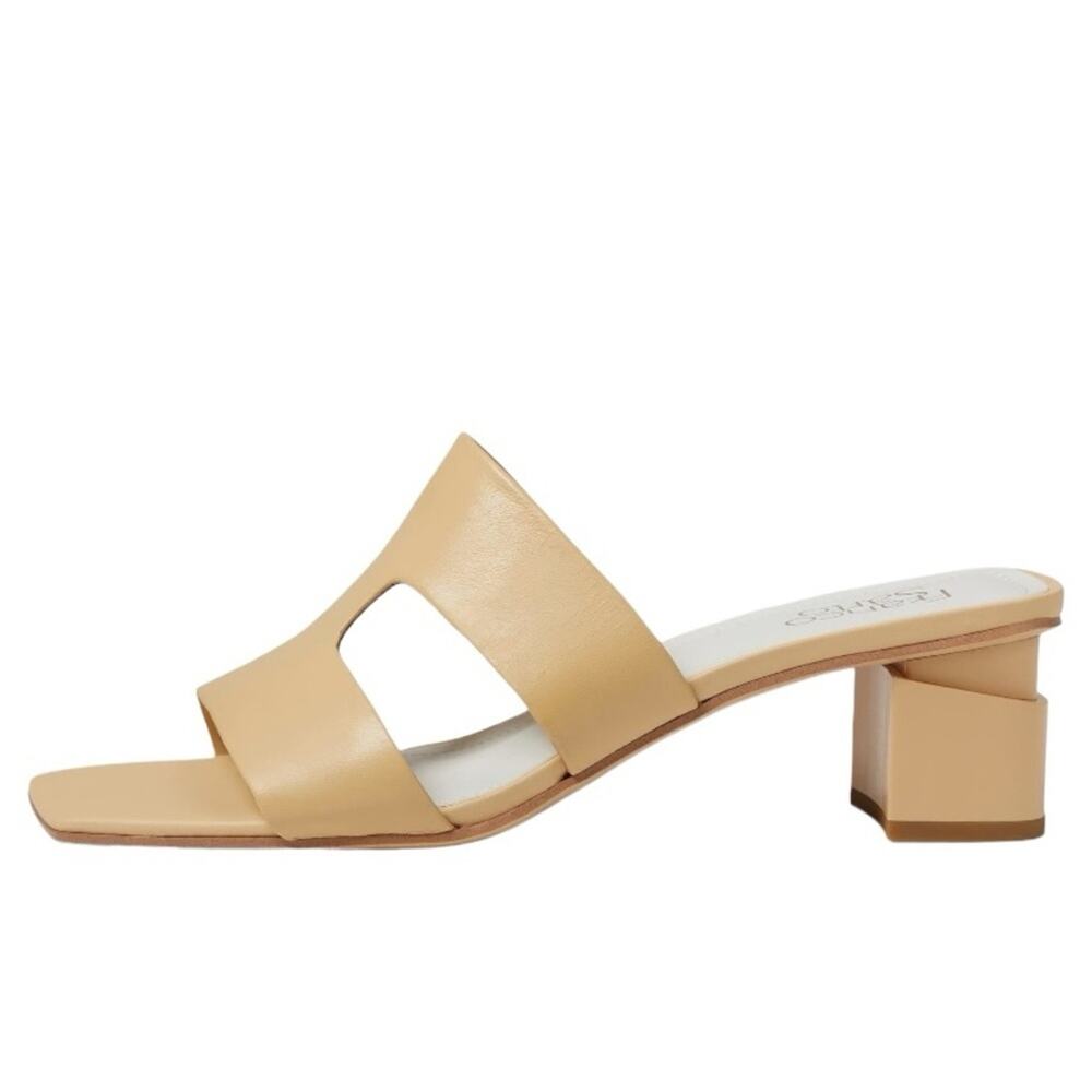 Franco Sarto Kirsi Beige Tan Leather Slide Heel Sandal size 9